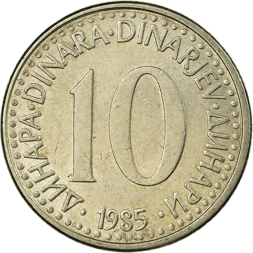 Coin, Yugoslavia, 10 Dinara, 1985, EF(40-45), Brass, KM:131