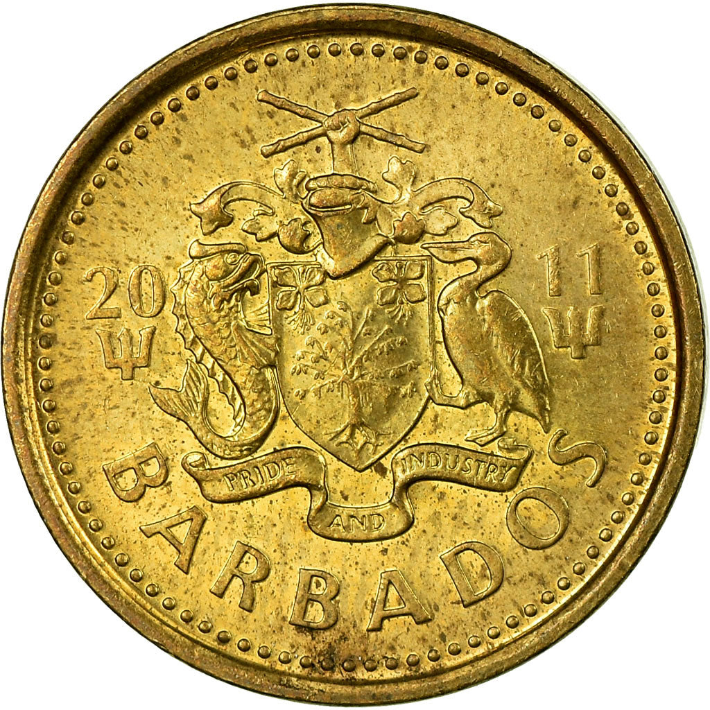 Coin, Barbados, 5 Cents, 2011, EF(40-45), Brass plated steel, KM:11a