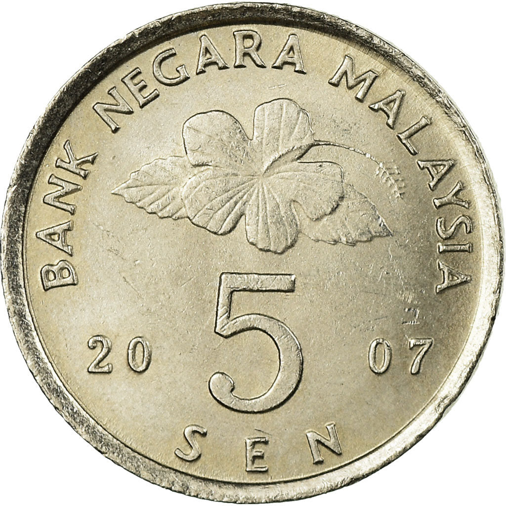 Munten, Maleisië, 5 Sen, 2007, ZF, Copper-nickel, KM:50