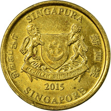 Coin, Singapore, 5 Cents, 2015, EF(40-45), Aluminum-Bronze