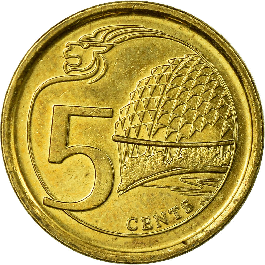 Coin, Singapore, 5 Cents, 2015, EF(40-45), Aluminum-Bronze