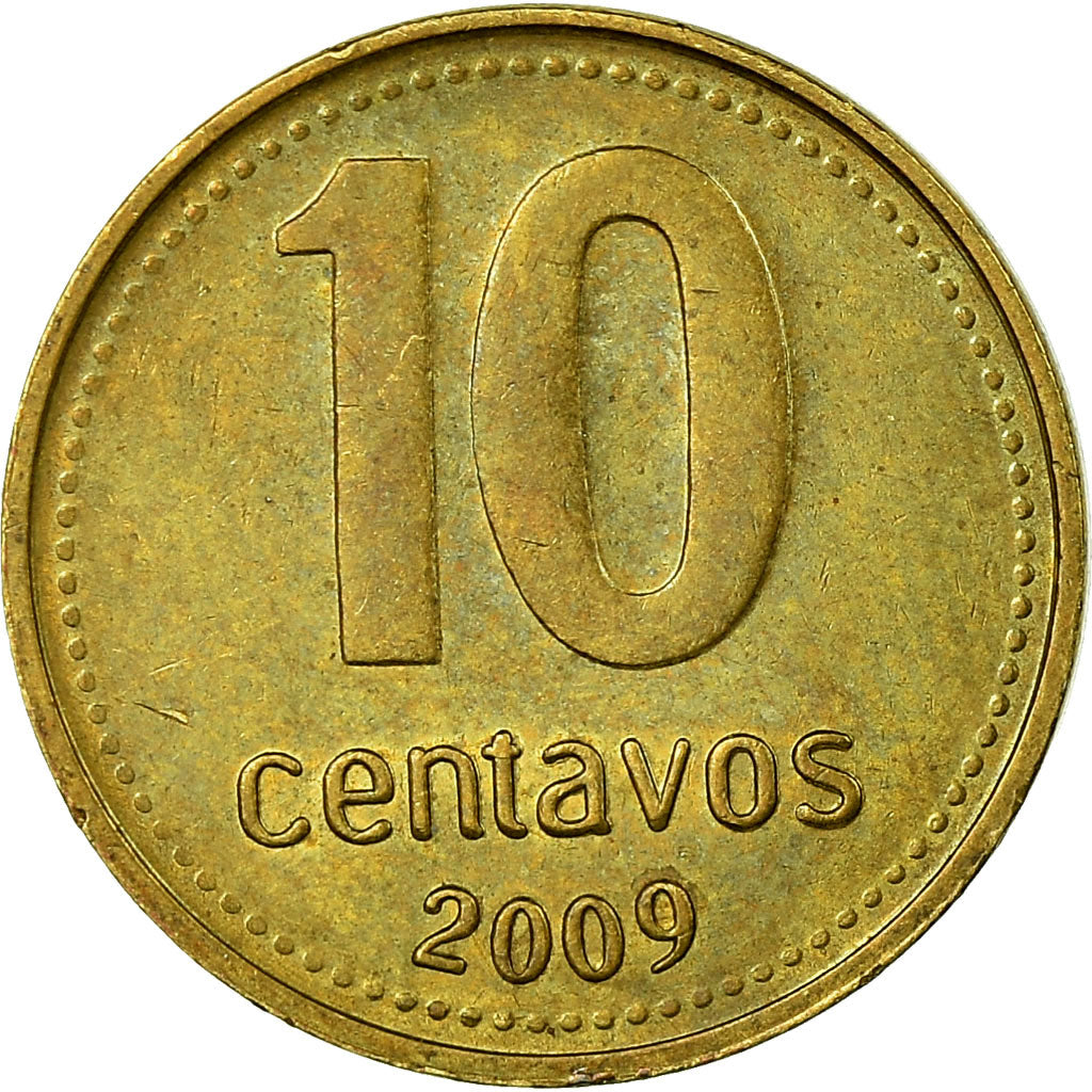 Coin, Argentina, 10 Centavos, 2009, EF(40-45), Brass plated steel, KM:107a