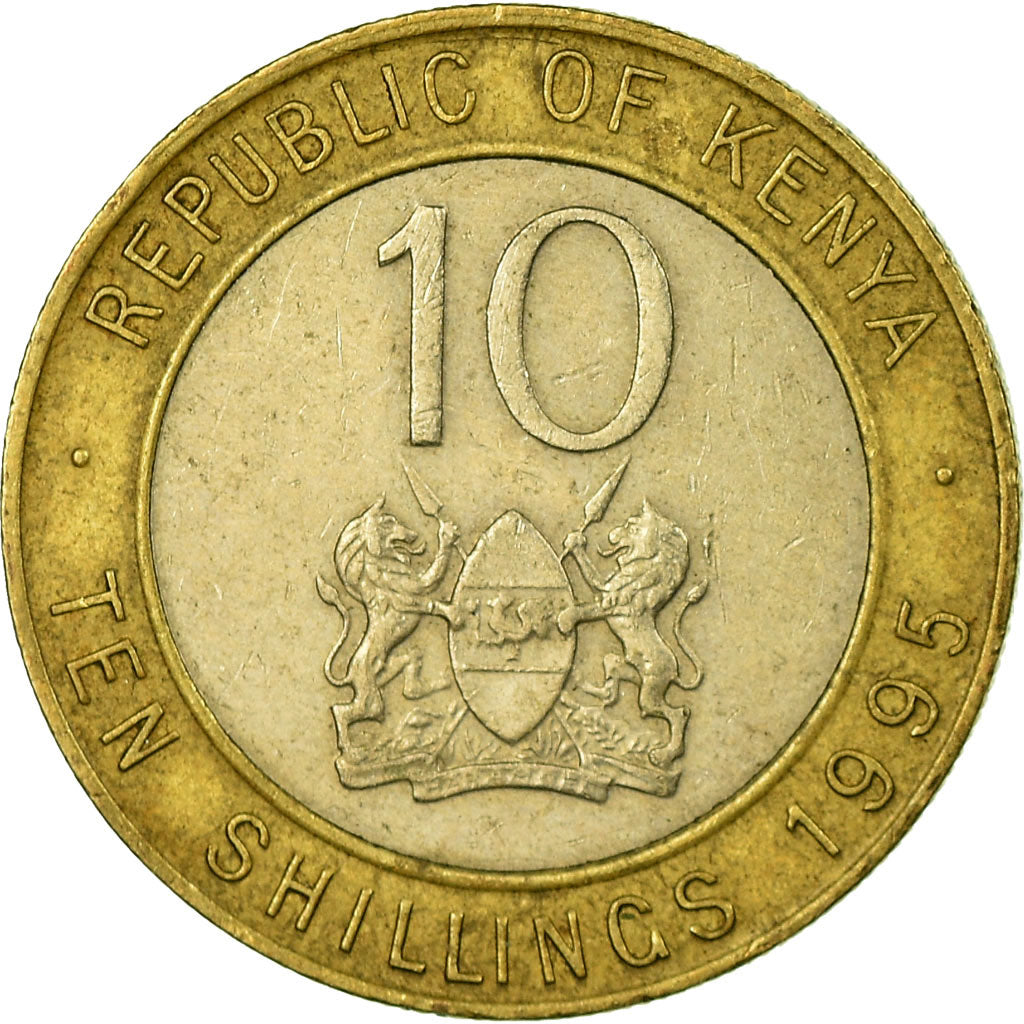 Munten, Kenia, 10 Shillings, 1995, British Royal Mint, ZF, Bi-Metallic, KM:27