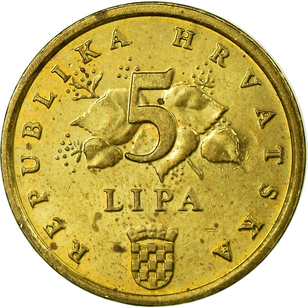Coin, Croatia, 5 Lipa, 2008, EF(40-45), Brass plated steel, KM:15