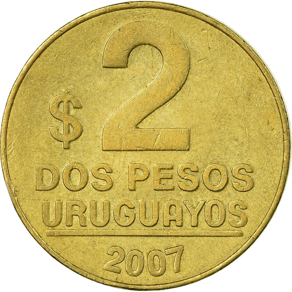 Coin, Uruguay, 2 Pesos Uruguayos, 2007, EF(40-45), Aluminum-Bronze, KM:104.2