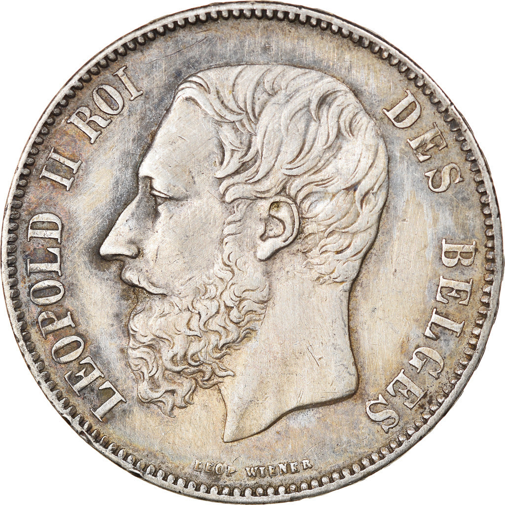 Coin, Belgium, Leopold II, 5 Francs, 5 Frank, 1872, AU(50-53), Silver, KM:24