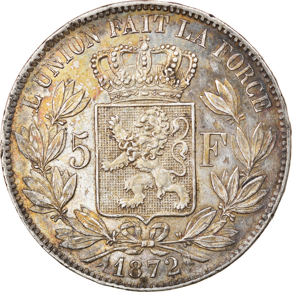 Coin, Belgium, Leopold II, 5 Francs, 5 Frank, 1872, AU(50-53), Silver, KM:24