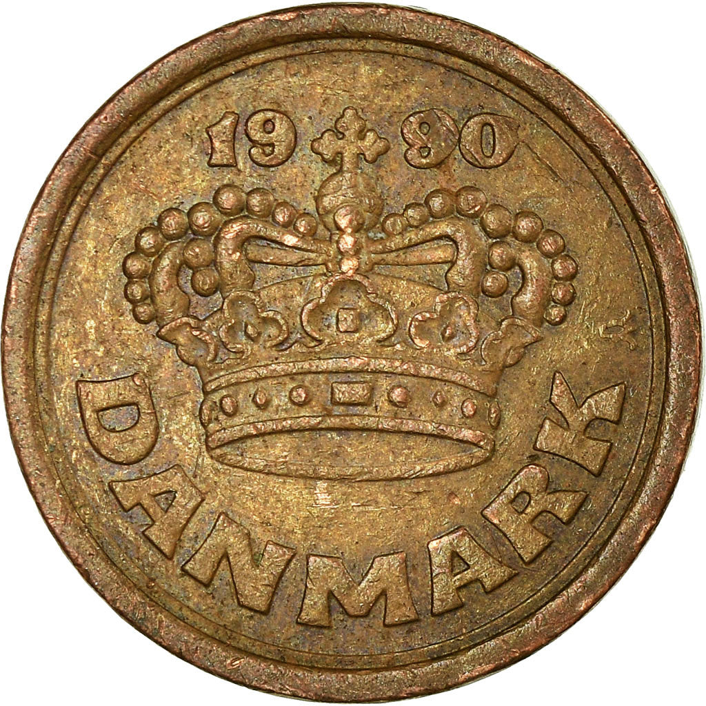 Moeda, Dinamarca, Margrethe II, 25 Öre, 1990, EF(40-45), Bronze, KM:868.1