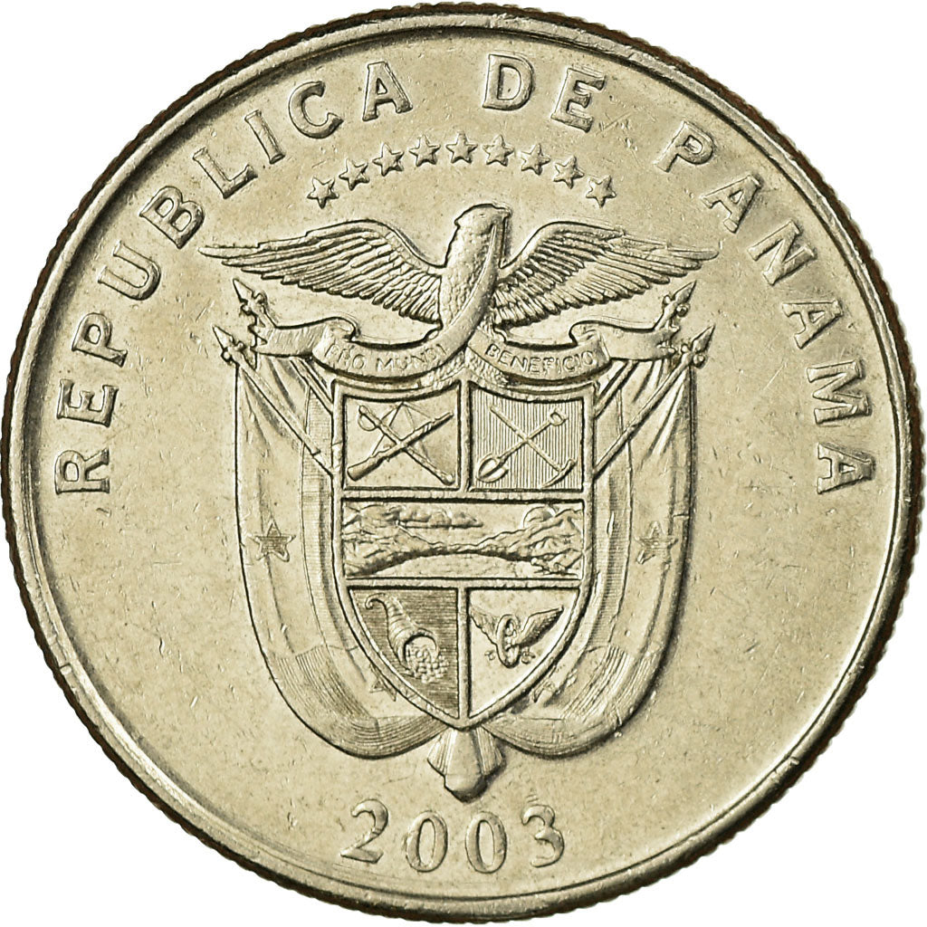 Coin, Panama, 25 Centesimos, 2003, Royal Canadian Mint, EF(40-45), Copper-Nickel