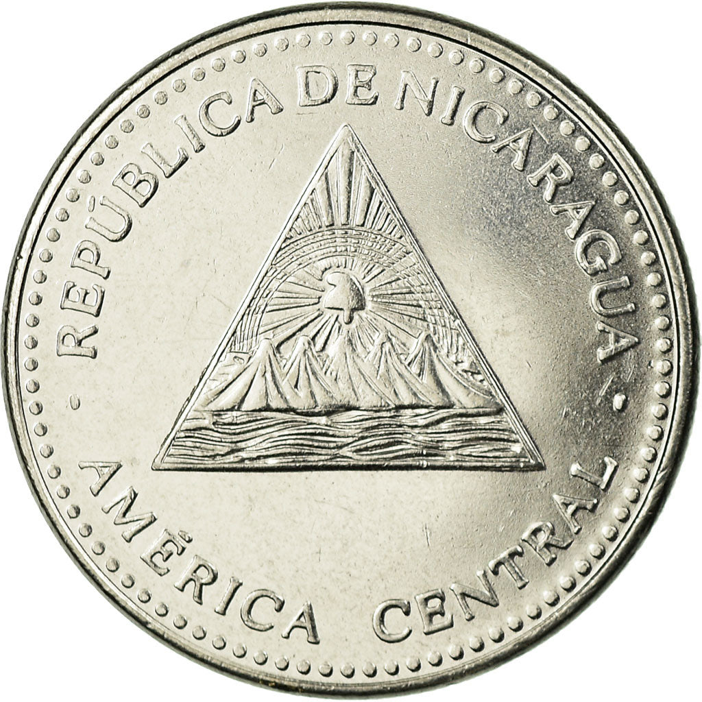 Moneda, Nicaragua, Cordoba, 2014, MBC, Níquel recubierto de acero