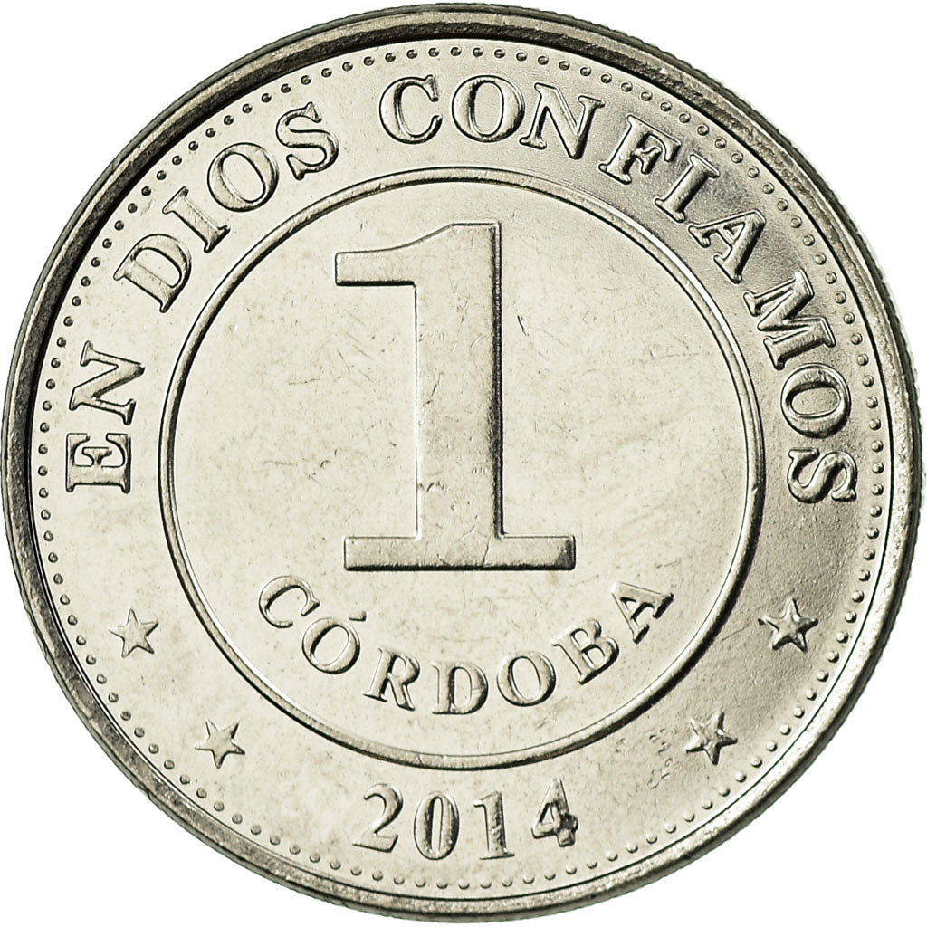 Moneda, Nicaragua, Cordoba, 2014, MBC, Níquel recubierto de acero