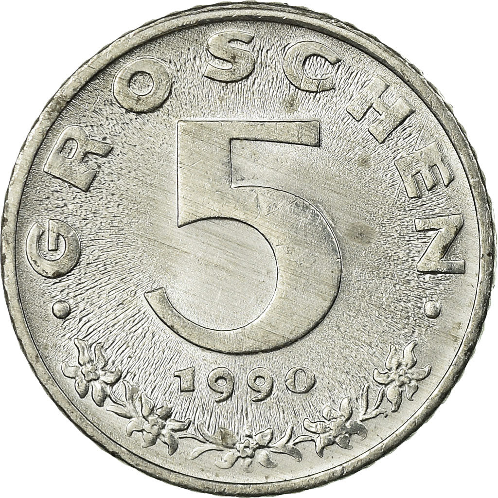 Coin, Austria, 5 Groschen, 1990, EF(40-45), Zinc, KM:2875