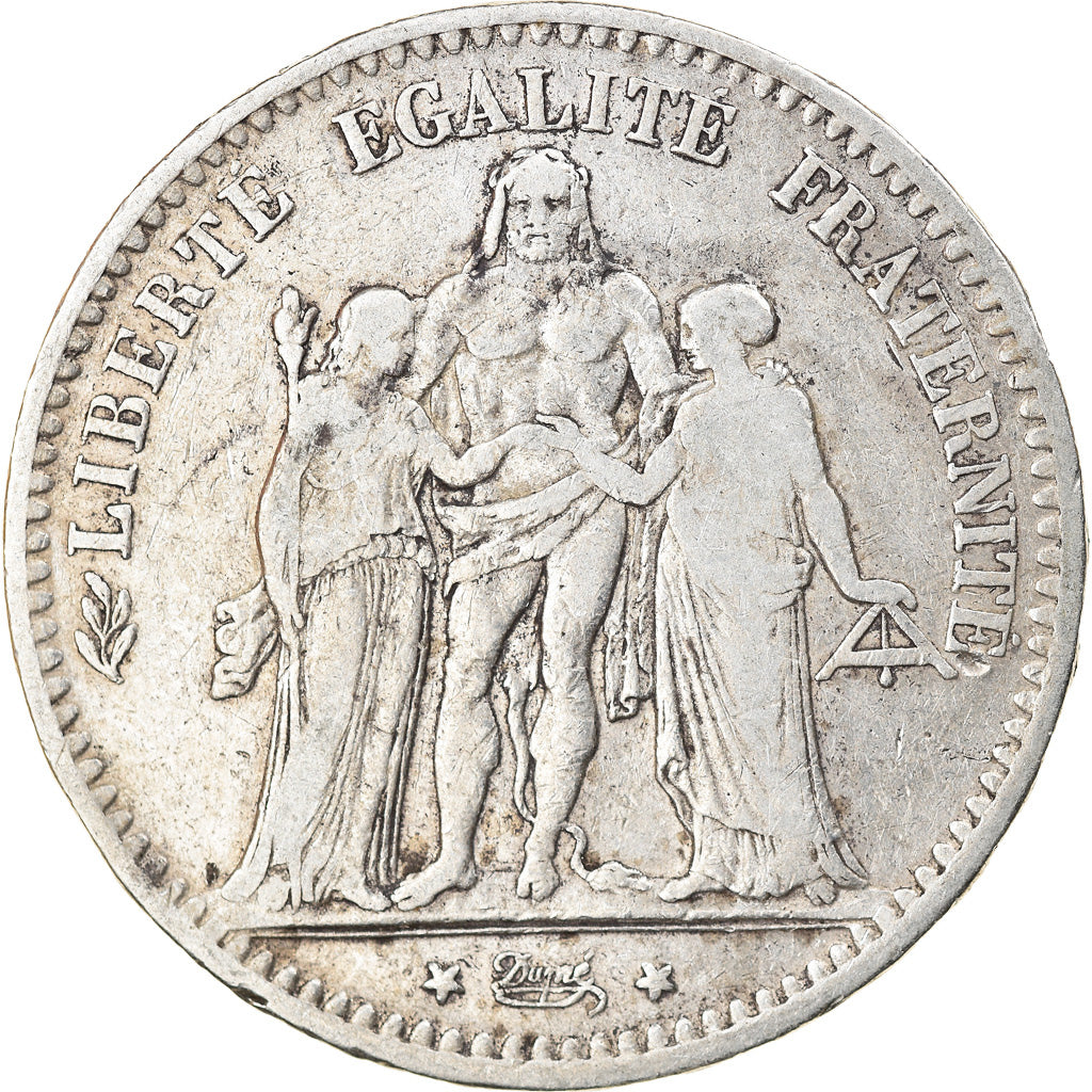 Moneta, Francia, Hercule, 5 Francs, 1878, Bordeaux, MB+, Argento, KM:820.2