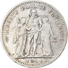 Moneta, Francia, Hercule, 5 Francs, 1878, Bordeaux, MB+, Argento, KM:820.2