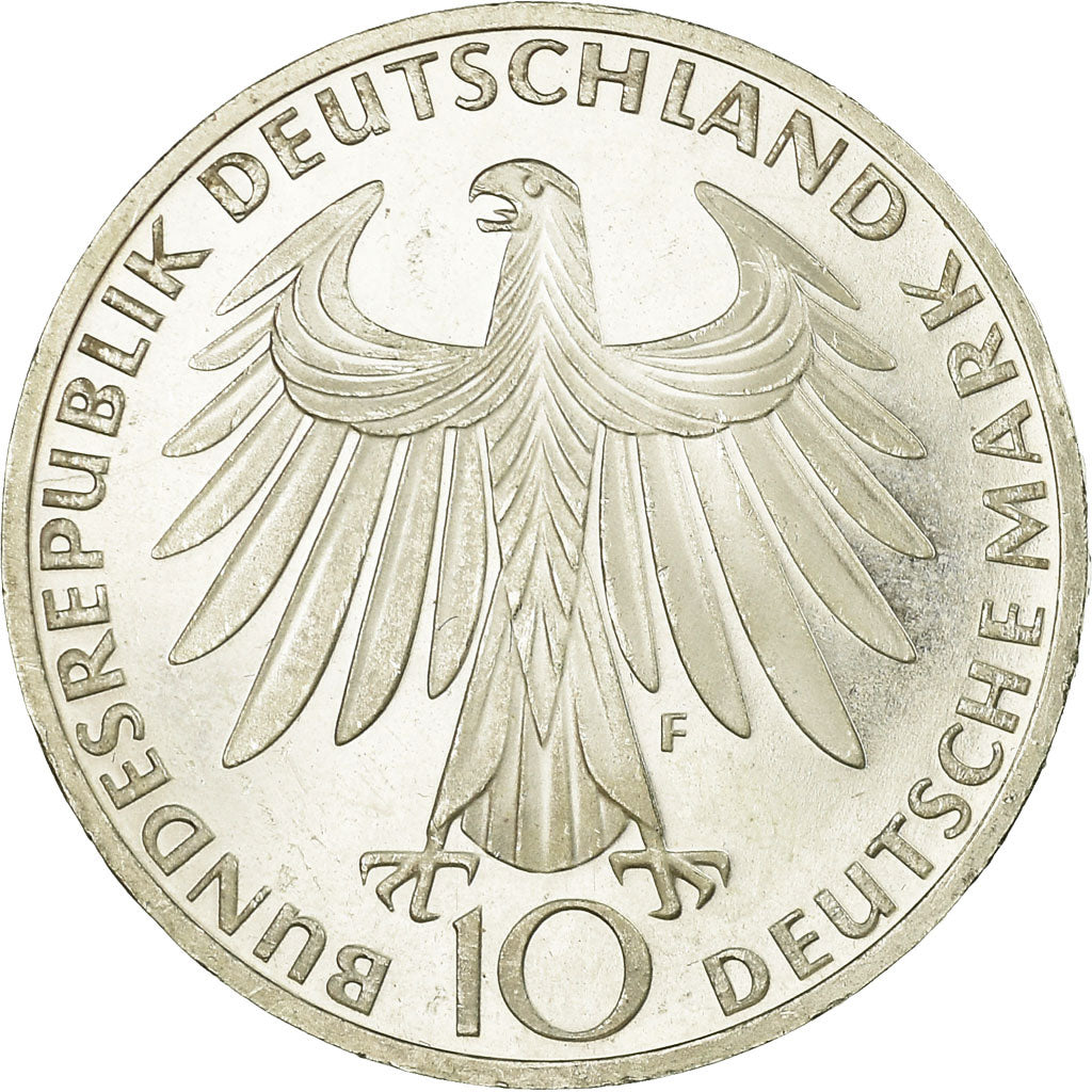 Moneda, ALEMANIA - REPÚBLICA FEDERAL, 10 Mark, 1972, Stuttgart, EBC, Plata