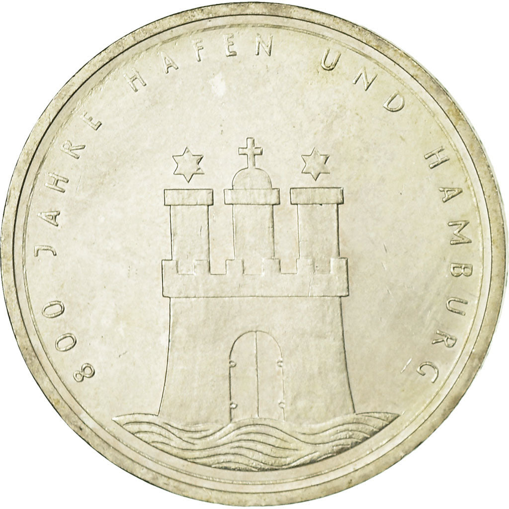 Moeda, ALEMANHA - REPÚBLICA FEDERAL, 10 Mark, 1989, Hamburg, Germany