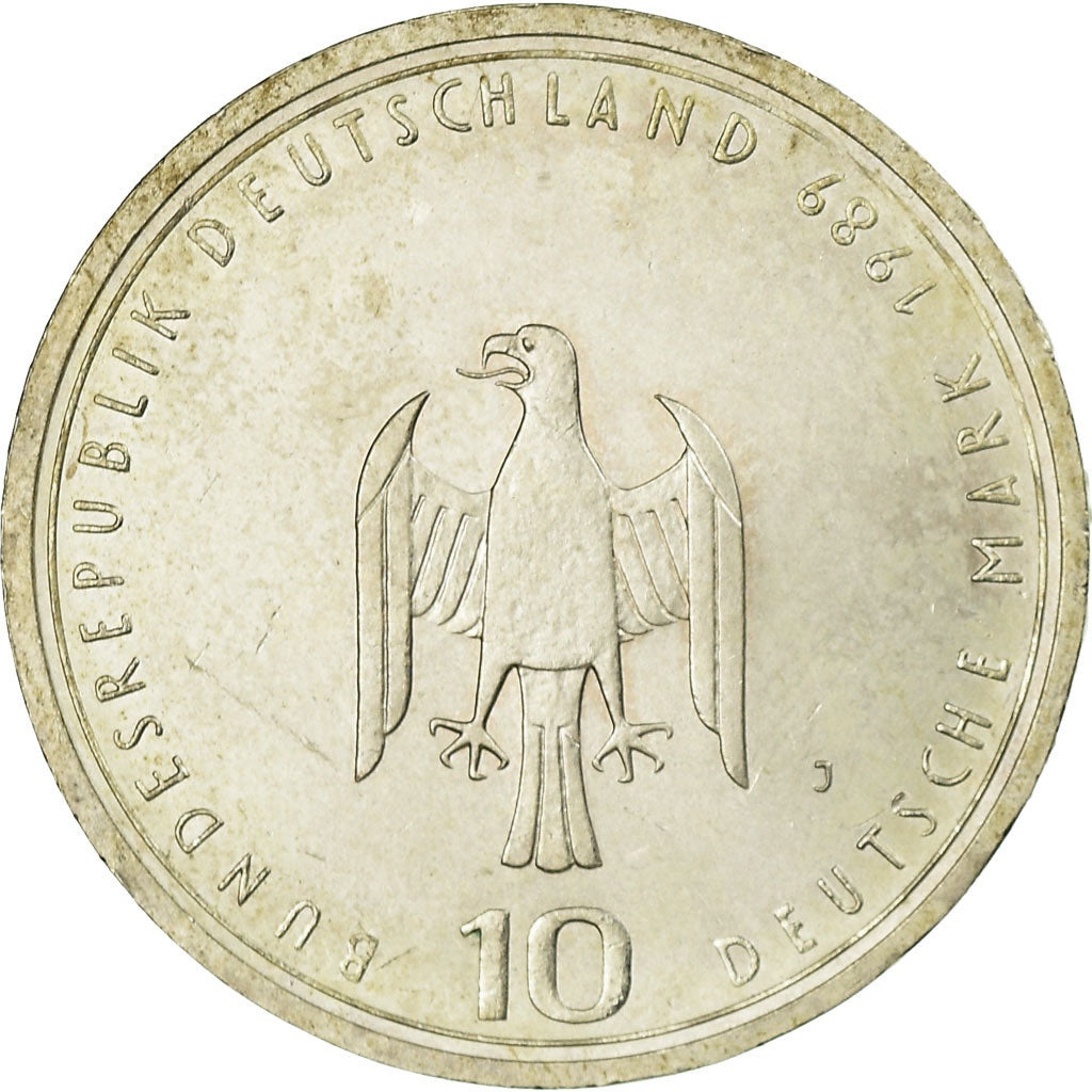 Moeda, ALEMANHA - REPÚBLICA FEDERAL, 10 Mark, 1989, Hamburg, Germany