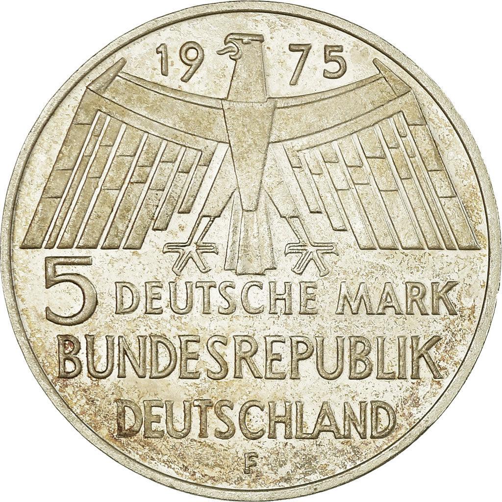 Coin, GERMANY - FEDERAL REPUBLIC, 5 Mark, 1975, Stuttgart, Germany, EF(40-45)
