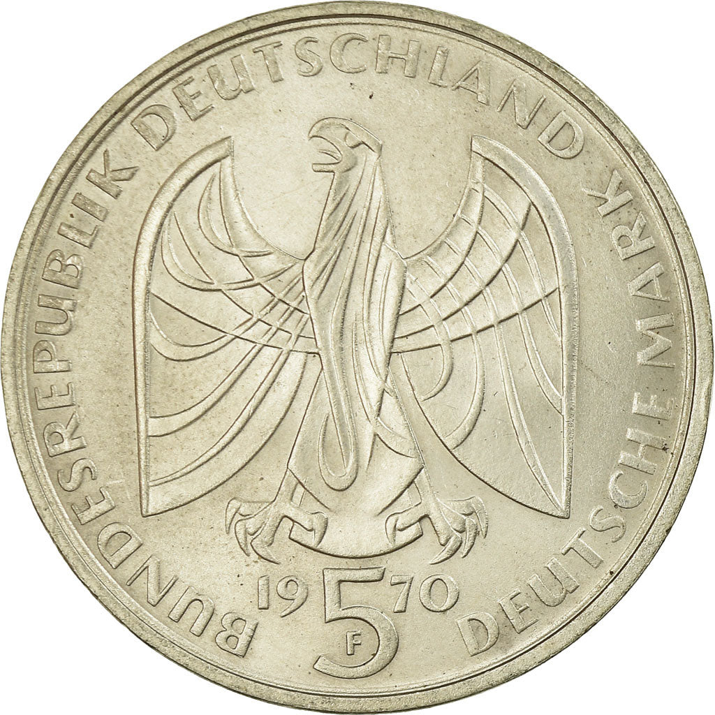 Coin, GERMANY - FEDERAL REPUBLIC, 5 Mark, 1970, Stuttgart, Germany, MS(63)