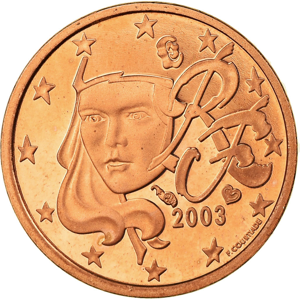France, Euro Cent, 2003, Proof, MS(65-70), Copper Plated Steel, KM:1282