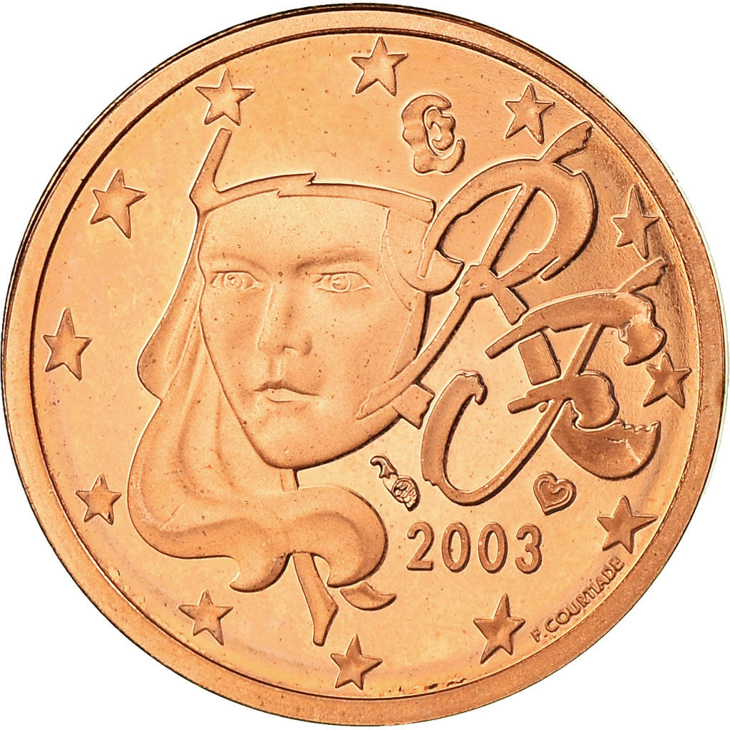 France, 2 Euro Cent, 2003, Proof, MS(65-70), Copper Plated Steel, KM:1283