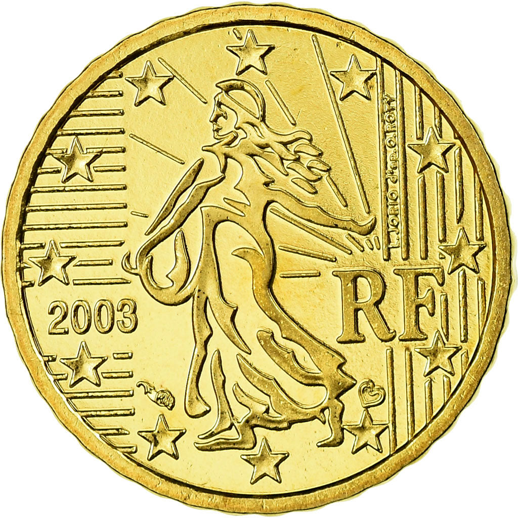 France, 10 Euro Cent, 2003, Proof, MS(65-70), Brass, KM:1285