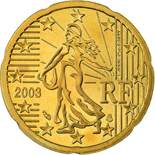 France, 20 Euro Cent, 2003, Proof, MS(65-70), Brass, KM:1286