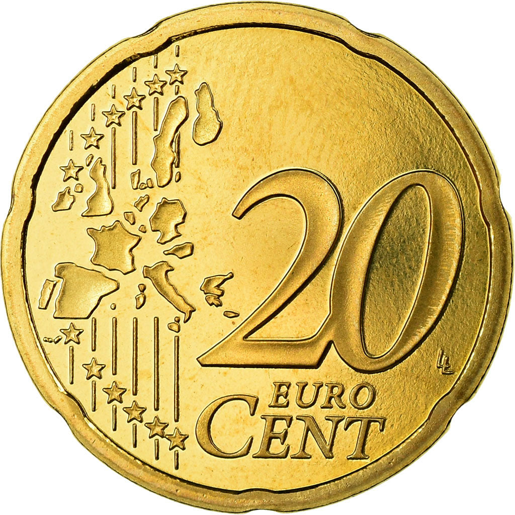 France, 20 Euro Cent, 2003, Proof, MS(65-70), Brass, KM:1286