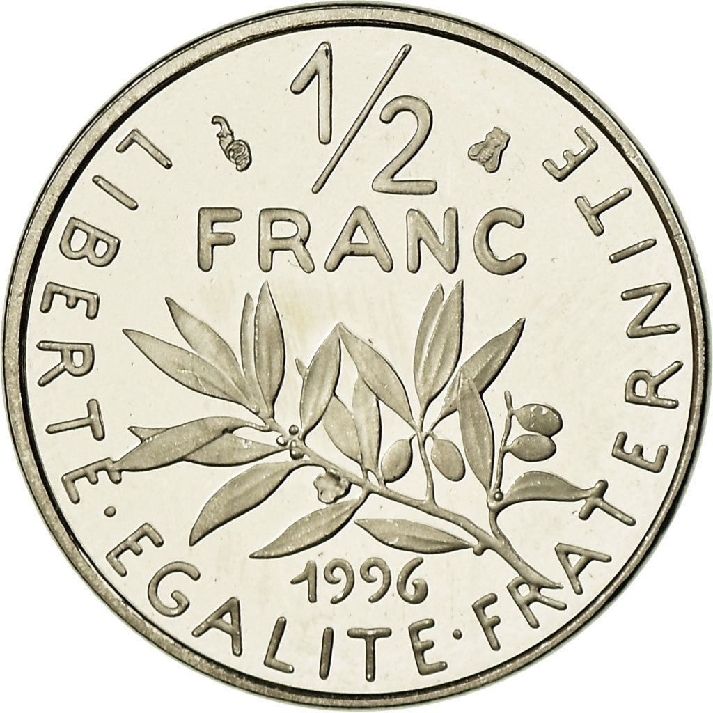 Moneta, Francja, Semeuse, 1/2 Franc, 1996, Paris, Proof, MS(65-70), Nikiel