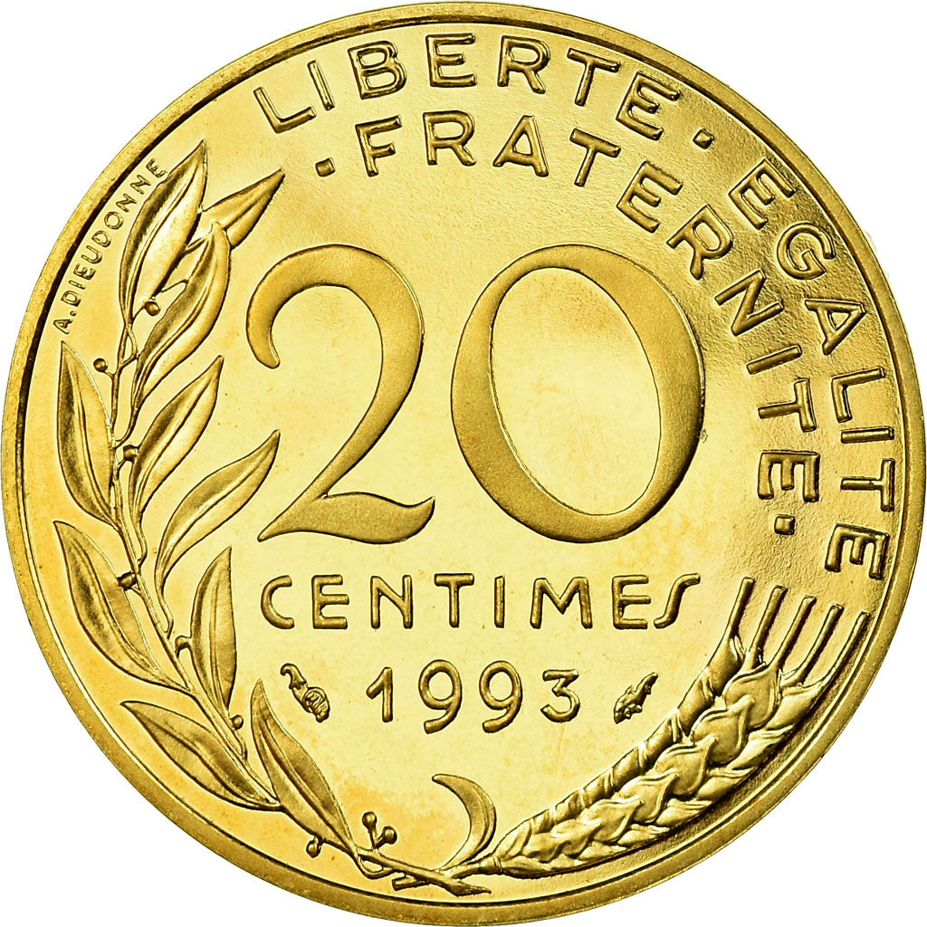 Coin, France, Marianne, 20 Centimes, 1993, Paris, Proof, MS(65-70)