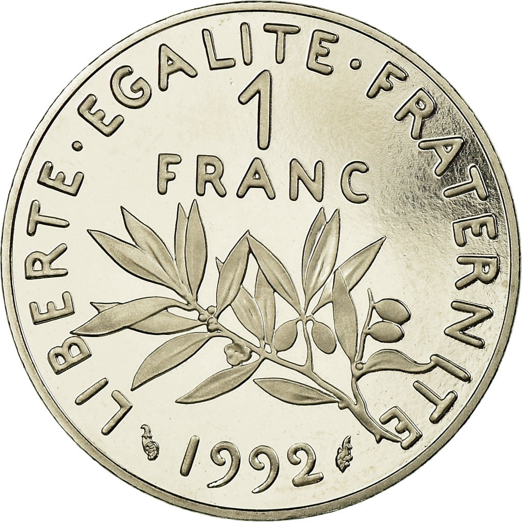 Moneta, Francja, Semeuse, Franc, 1992, Paris, Proof, MS(65-70), Nikiel