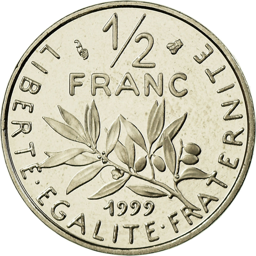 Moneta, Francja, Semeuse, 1/2 Franc, 1999, Paris, Proof, MS(65-70), Nikiel