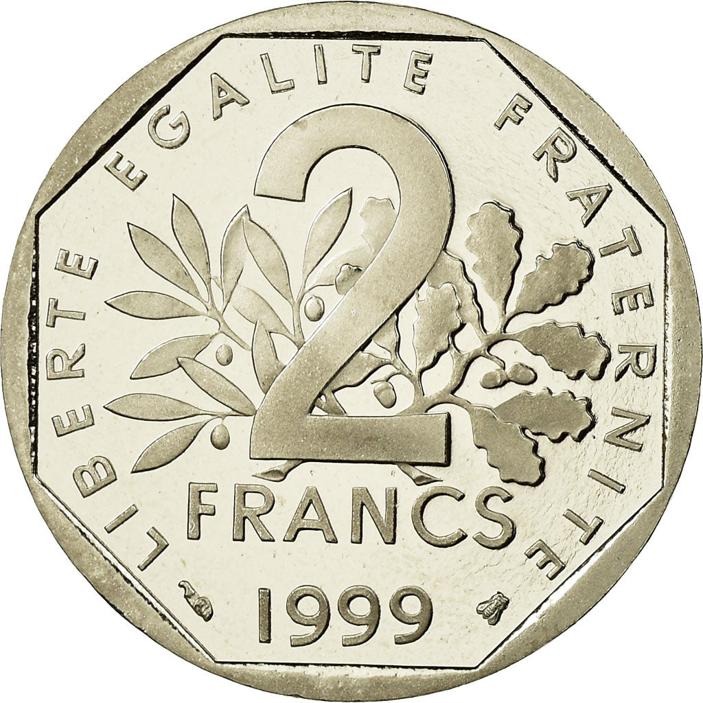 Coin, France, Semeuse, 2 Francs, 1999, Paris, Proof, MS(65-70), Nickel