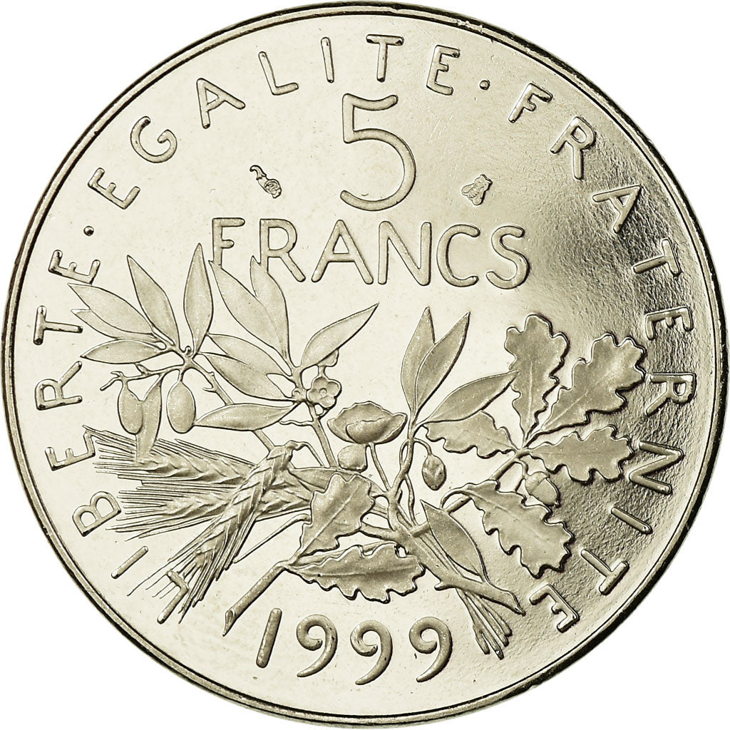 Munten, Frankrijk, Semeuse, 5 Francs, 1999, Paris, Proof, FDC, Nickel Clad