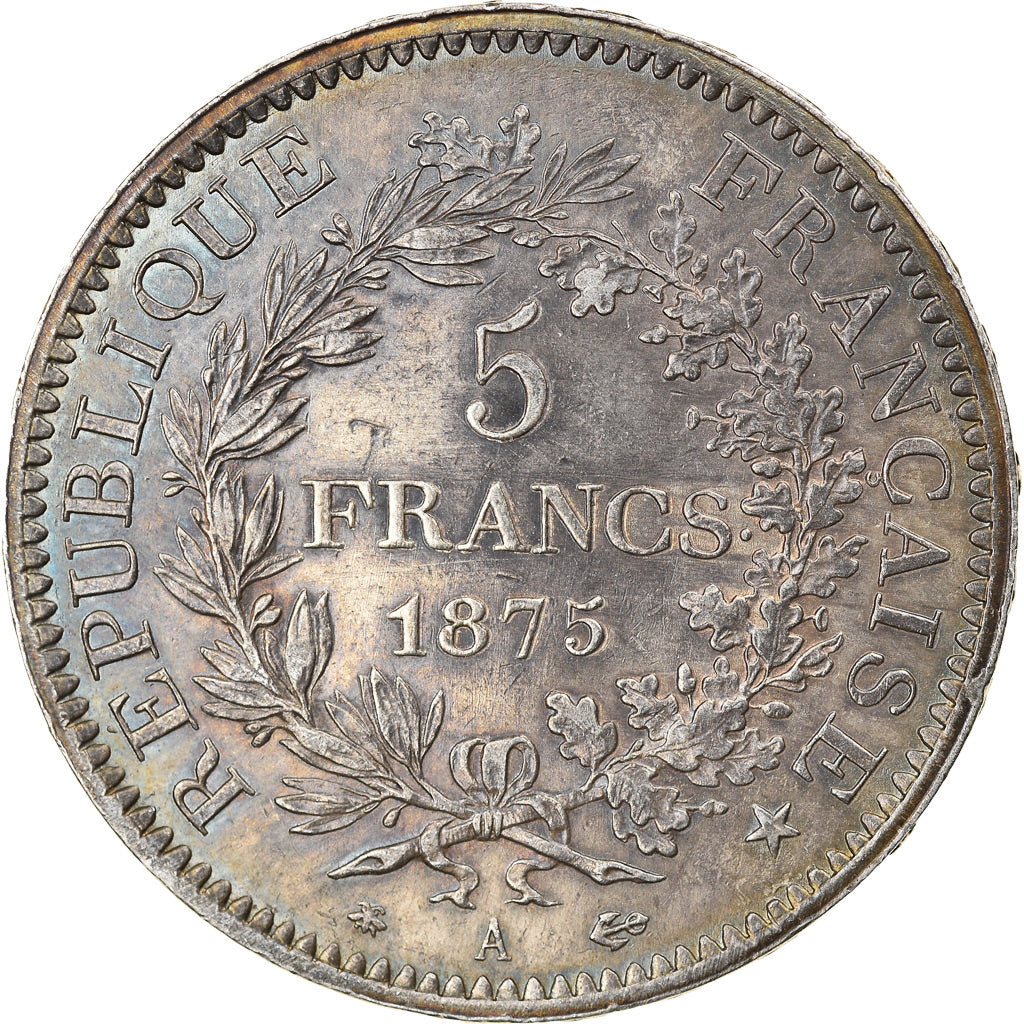 Coin, France, Hercule, 5 Francs, 1875, Paris, MS(60-62), Silver, KM:820.1