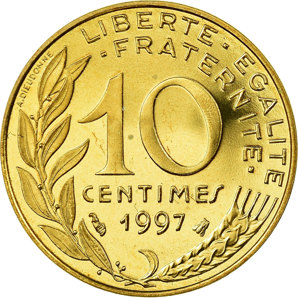 Moneda, Francia, Marianne, 10 Centimes, 1997, Paris, Proof, FDC, Aluminio -