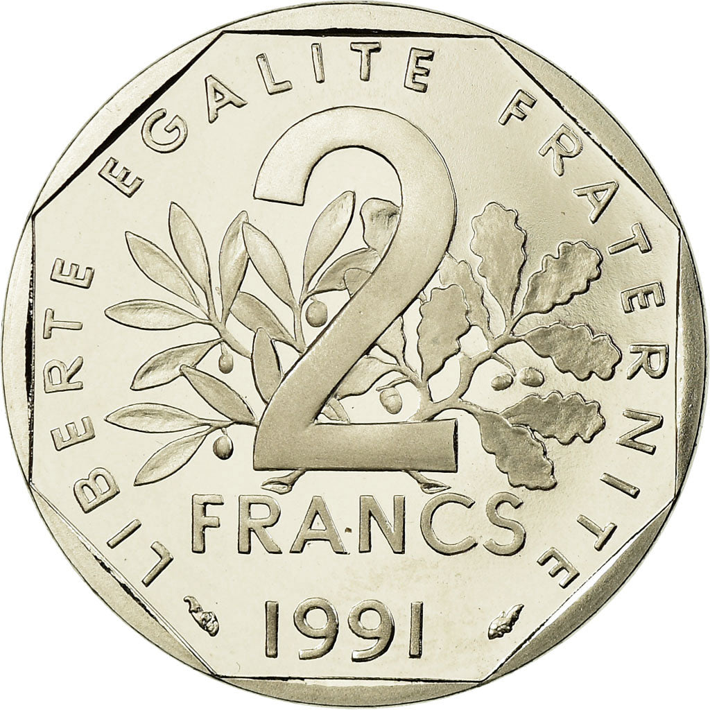 Coin, France, Semeuse, 2 Francs, 1991, Paris, Proof, MS(65-70), Nickel