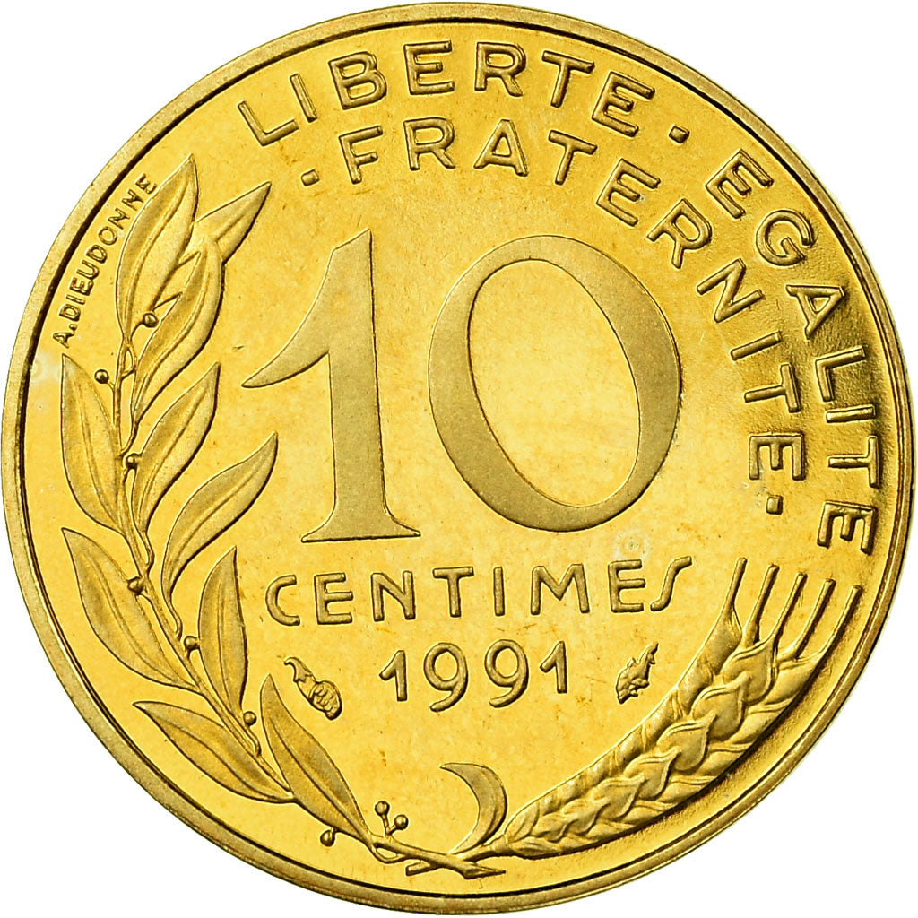 Munten, Frankrijk, Marianne, 10 Centimes, 1991, Paris, Proof, FDC