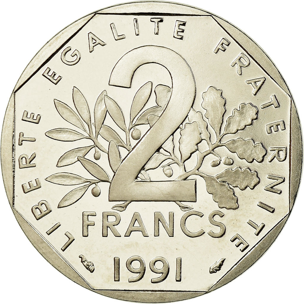 Coin, France, Semeuse, 2 Francs, 1991, Paris, Proof, MS(65-70), Nickel
