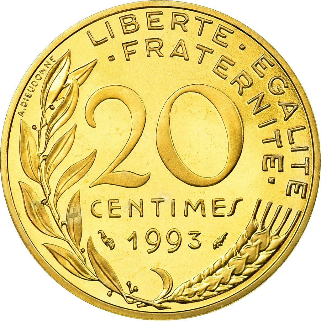 Coin, France, Marianne, 20 Centimes, 1993, Paris, Proof, MS(65-70)