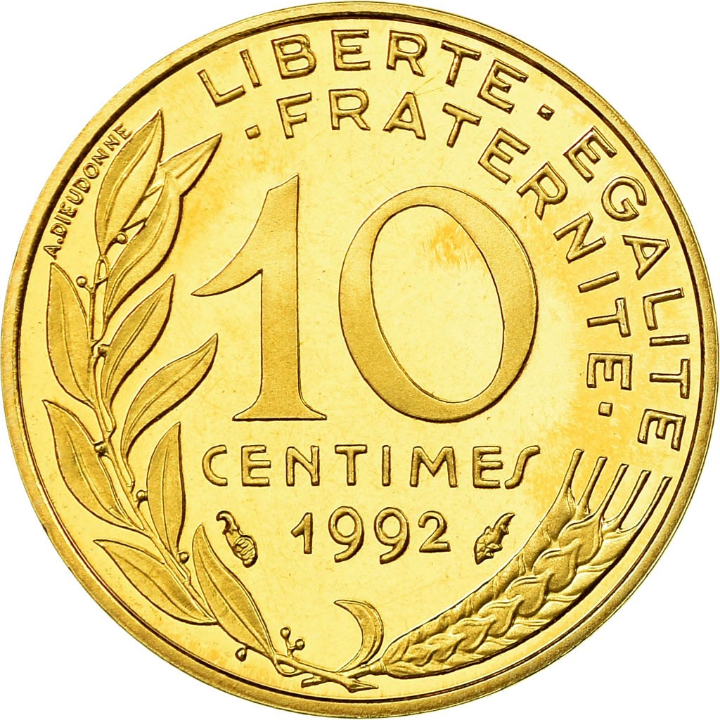 Munten, Frankrijk, Marianne, 10 Centimes, 1992, Paris, Proof, FDC