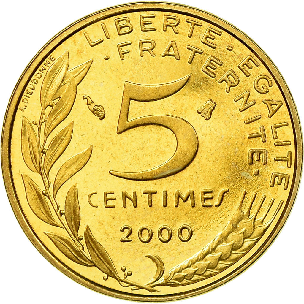Moneda, Francia, Marianne, 5 Centimes, 2000, Paris, Proof, FDC, Aluminio -