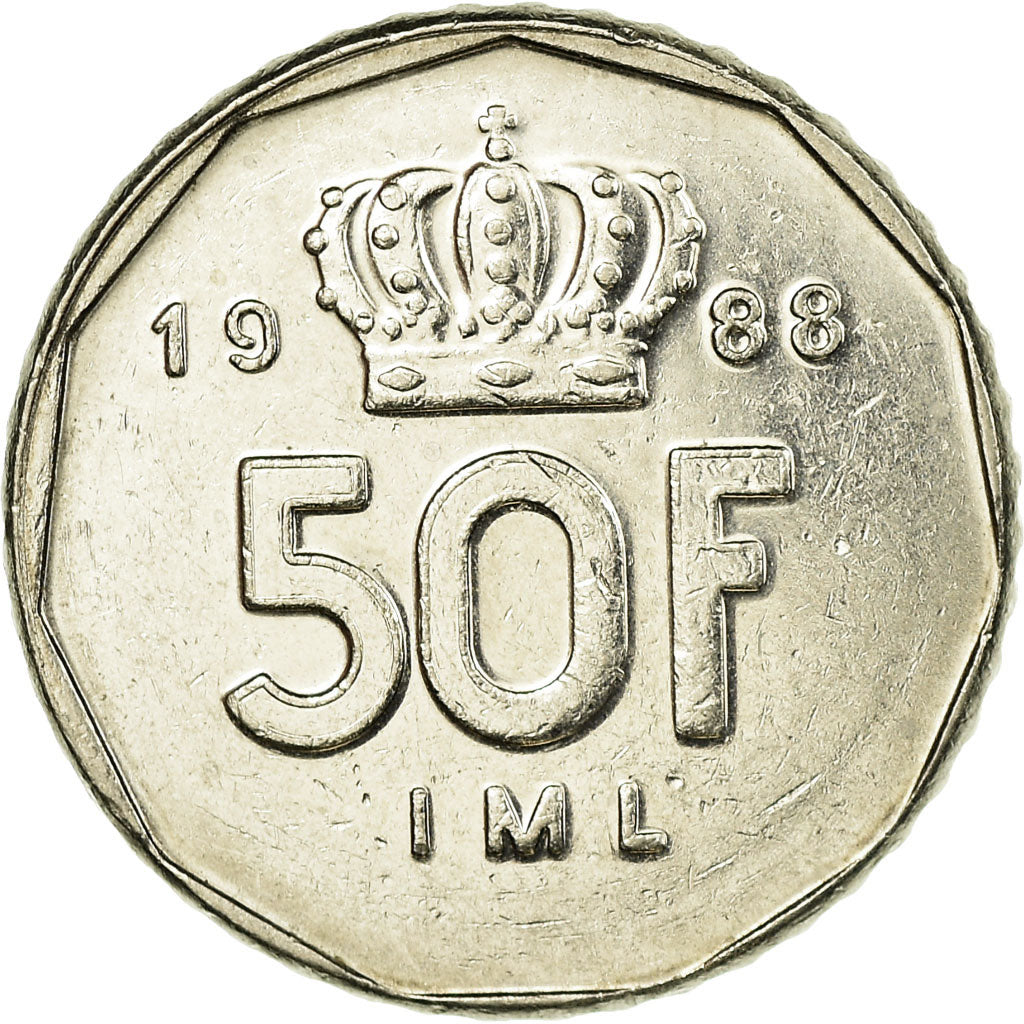 Moneda, Luxemburgo, Jean, 50 Francs, 1988, MBC, Níquel, KM:62