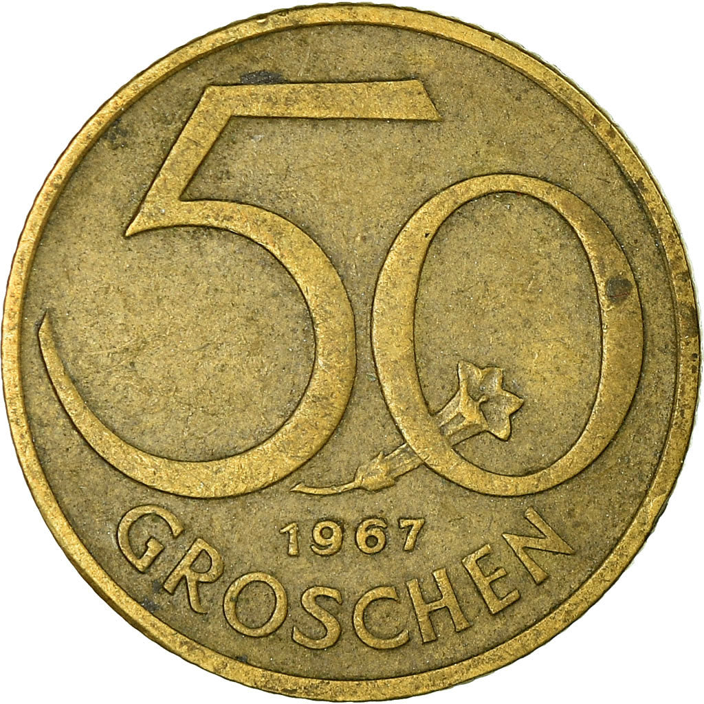 Coin, Austria, 50 Groschen, 1967, EF(40-45), Aluminum-Bronze, KM:2885