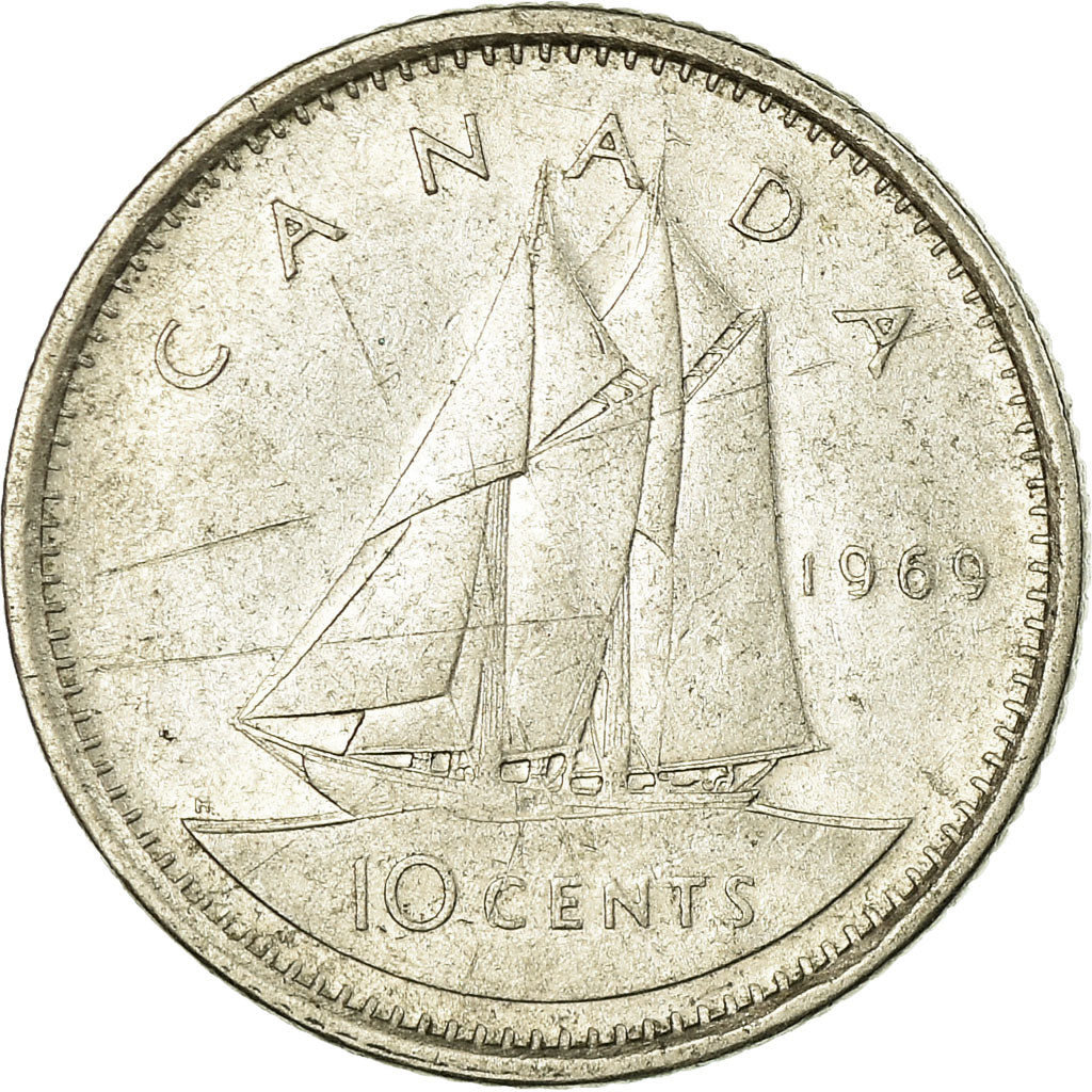 Coin, Canada, Elizabeth II, 10 Cents, 1969, Royal Canadian Mint, Ottawa