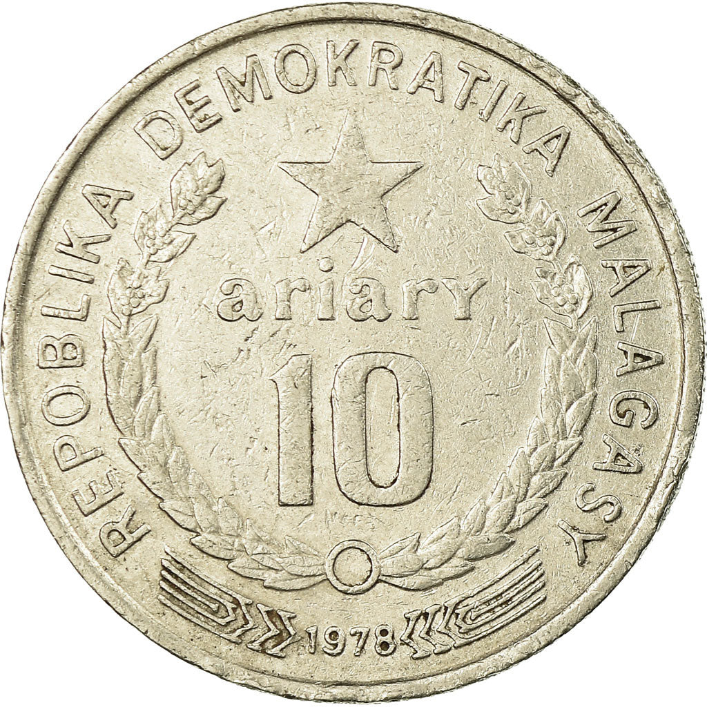 Monnaie, Madagascar, 10 Ariary, 1978, British Royal Mint, TTB, Nickel, KM:13