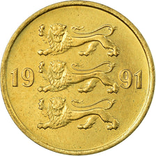 Coin, Estonia, 10 Senti, 1991, no mint, EF(40-45), Aluminum-Bronze, KM:22