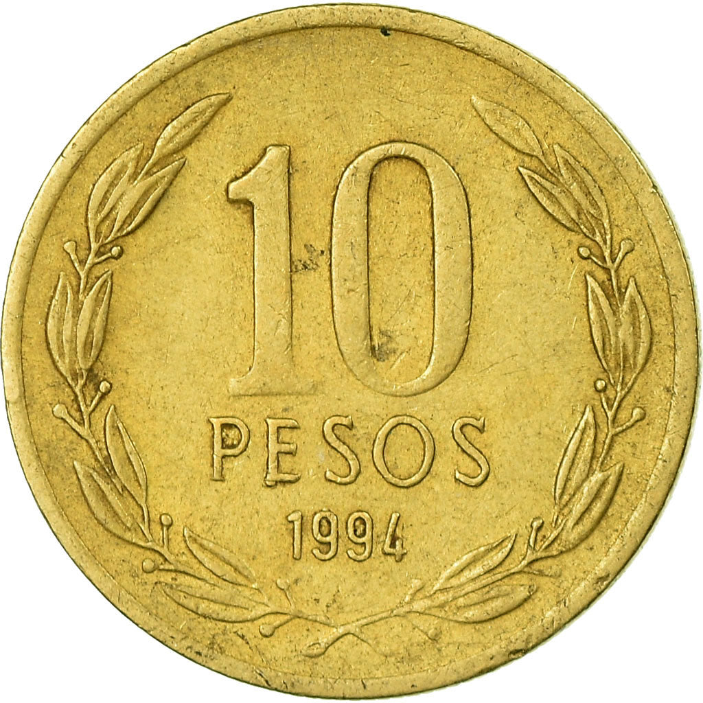 Münze, Chile, 10 Pesos, 1994, Santiago, SS, Aluminum-Bronze, KM:228.2