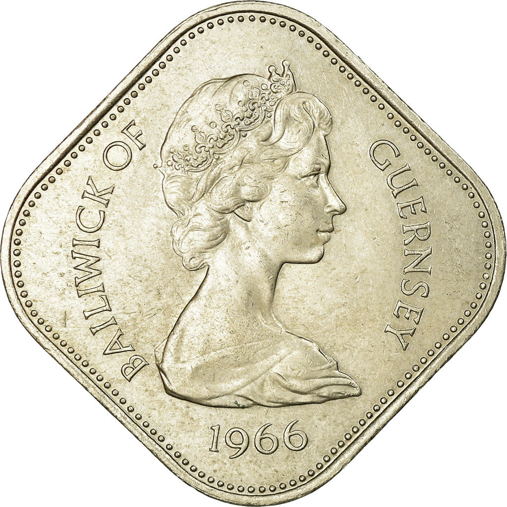 Coin, Guernsey, Elizabeth II, 10 Shilling, 1966, AU(55-58), Copper-nickel, KM:19