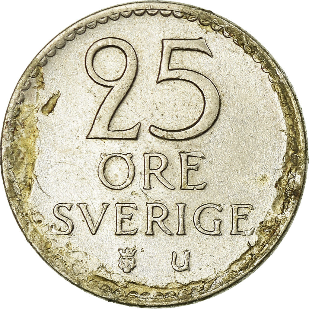 Moeda, Suécia, Gustaf VI, 25 Öre, 1970, EF(40-45), Cobre-níquel, KM:836